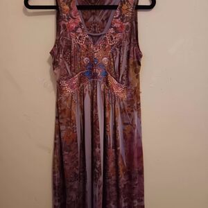 Apt. 9 Dress, Women’s Size Small Pleated Studded Boho Vibrant Colorful Vneck EUC